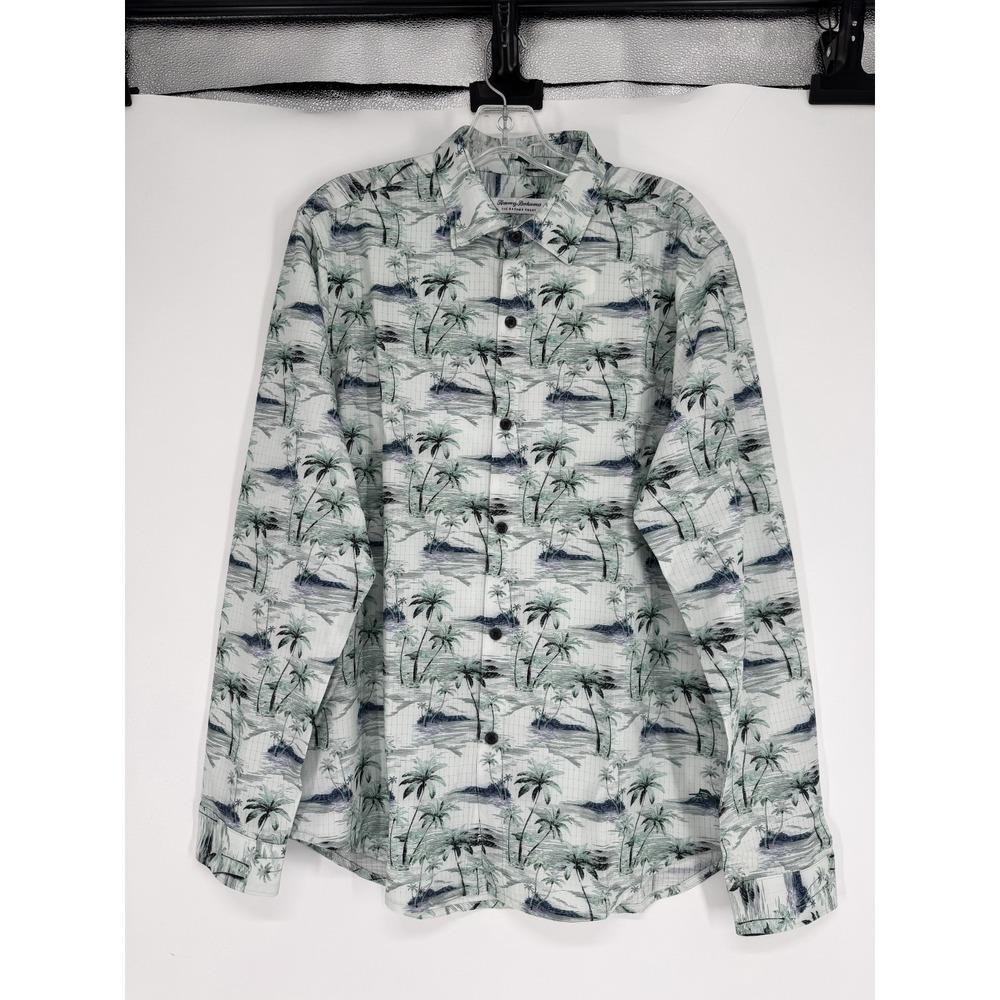 Tommy Bahama The Coast Shirt Medium Gaphic Palm Tree AOP Long Sleeve Button Up